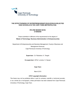 the effectiveness of entrepreneurship education in selected high