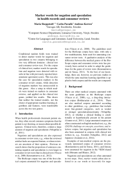 Marker words for negation and speculation in health records and