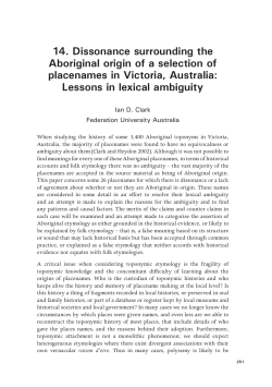 Dissonance surrounding the Aboriginal origin of - ANU Press