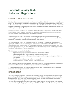 Concord Country Club Rules and Regulations