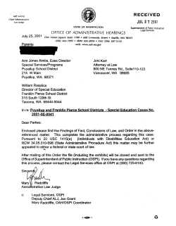 ALJ: Puyallup and Franklin Pierce Cause No. 2001-SE-0041