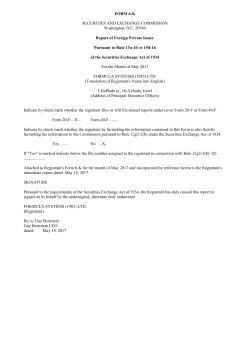 FORM 6-K SECURITIES AND EXCHANGE COMMISSION