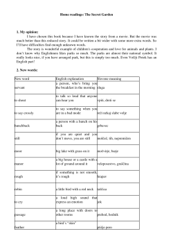 Home readings: The Secret Garden 1. My opinion: I