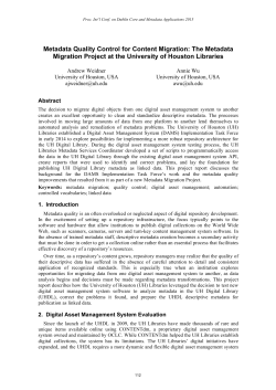 Metadata Quality Control for Content Migration: The Metadata