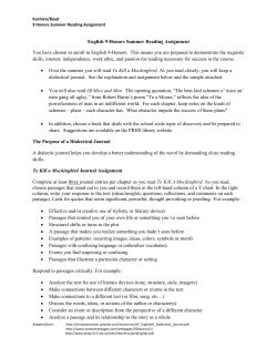 Mrs. Kochien`s 9 Honors English Summer Reading