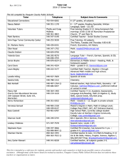 FCPS Tutor List - Fauquier County Public Schools