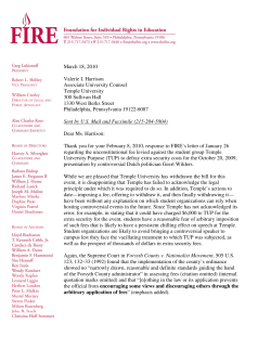 March 18, 2010 Valerie I. Harrison Associate University