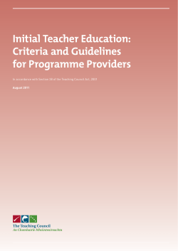 Initial Teacher Education: Criteria and