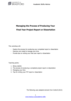 Managing the Process of Producing Your Final Year Project Report