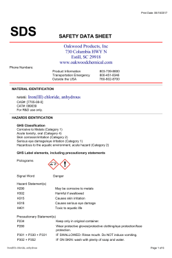 Print Date: 11/24/2016 Iron(III) chloride, anhydrous Page 1 of 6