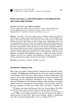 Stories and names: Archival description as narrating records and