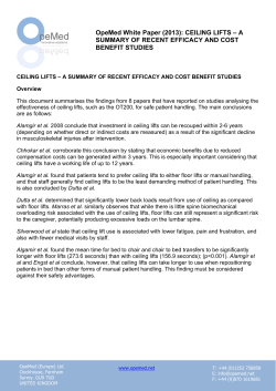 OpeMed White Paper (2013): CEILING LIFTS &ndash; A SUMMARY OF