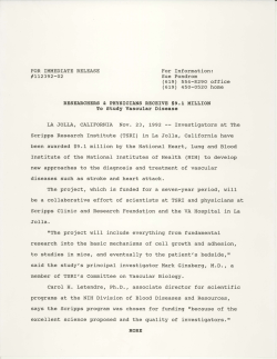 LA JOLLA, CALIFORNIA Nov. 23, \992 Investigators at The Scripps