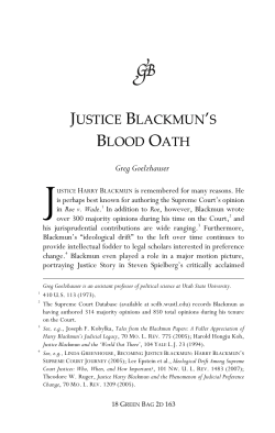 Justice Blackmun`s Blood Oath