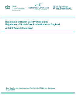 Regulation of Health Care Professionals