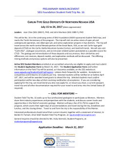 Announcement - Society of Economic Geologists