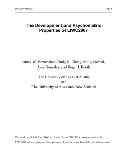 The Development and Psychometric Properties of LIWC2007