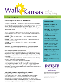 2017 Walk Kansas Participant`s Packet