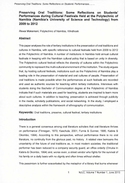 Makamani. Preserving oral traditions