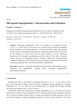 Micrograin Superplasticity: Characteristics and Utilization