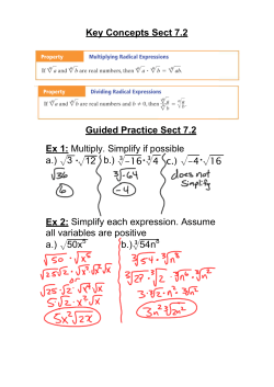 Key Concepts Sect 7.2 Guided Practice Sect 7.2 Ex 1: Multiply