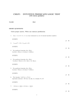 SHORT TEST on Predicate LOGIC