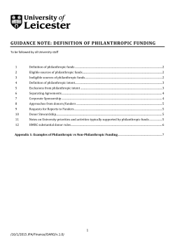 GUIDANCE NOTE: DEFINITION OF PHILANTHROPIC FUNDING