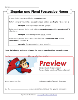 Singular and Plural Possessive Nouns
