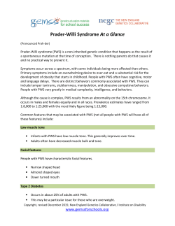 Prader-Willi Syndrome At a Glance - Genetics Education Materials