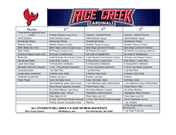 Rice Creek School Supply List 2016-2017