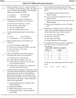 Science 7 Quarterly Additional Practice Questions