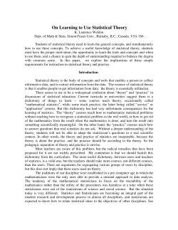 On Learning to Use Statistical Theory