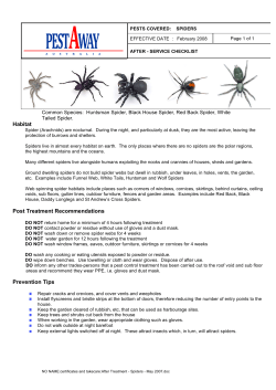 Spiders &ndash; After service check list