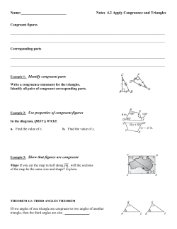Notes 4.2 Apply Congruence and Triangles Example 1