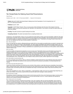 Ten Simple Rules for Making Good Oral Presentations