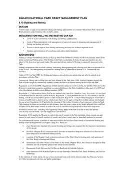 Kakadu National Park Plan of Management, 6.10
