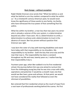 Real change &ndash; without exception Ralph Waldo Emerson once wrote