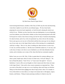 On Fitting In - The Haverford School