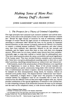 Making Sense of Mens Rea: Antony Duffs Account