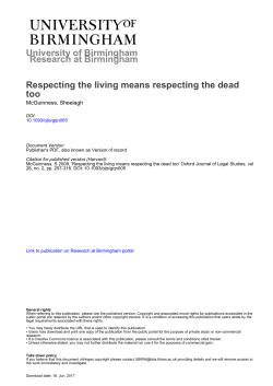 University of Birmingham Respecting the living means respecting