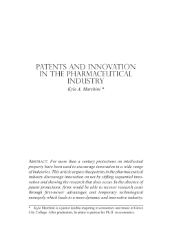 PATENTS AND INNOVATION IN THE PHARMACEuTICAL INDuSTRY
