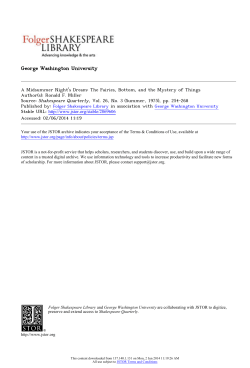 A Midsummer Night`s Dream: The Fairies, Bottom, and the Mystery of