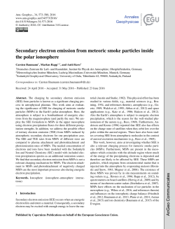 Secondary electron emission from meteoric smoke particles inside