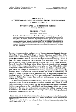 BRIEF REPORT ACQUISITION OF SMOKING REFUSAL SKILLS IN