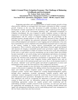 India`s Ground Water Irrigation Economy: The Challenge of