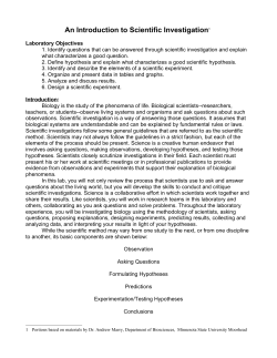 An Introduction to Scientific Investigation