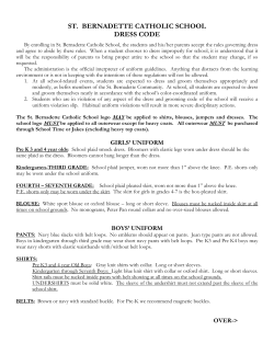 ST. BERNADETTE CATHOLIC SCHOOL DRESS CODE