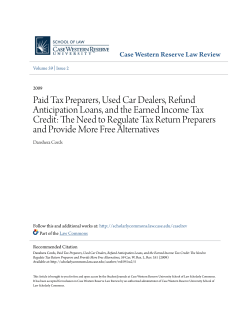 Paid Tax Preparers, Used Car Dealers, Refund Anticipation Loans
