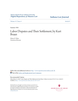Labor Disputes and Their Settlement, by Kurt Braun