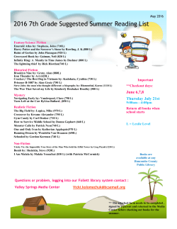 2016 7th Grade Suggested Summer Reading List